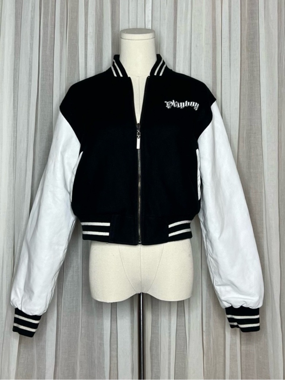 Y2K Playboy Black & White Reversible Varsity Jacket - Picture 2 of 11